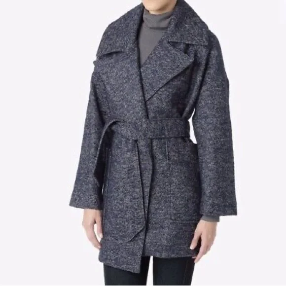 7 for all mankind Women Blue Belted Jacket Wool Blend size S - Picture 7 of 10